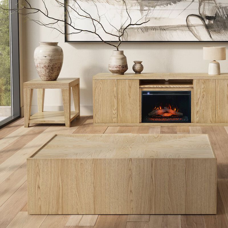 Jofran Laurel Creek Modern Contemporary 52 Block Coffee Table with Hidden Casters