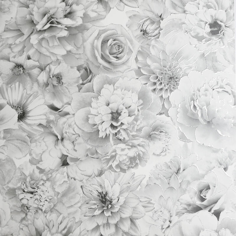 Clarissa Grey Glitter Bloom Wallpaper image number 0
