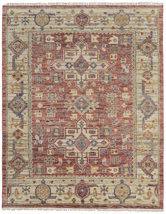 HomeRoots Wool Oriental Hand Knotted Area Rug With Fringe