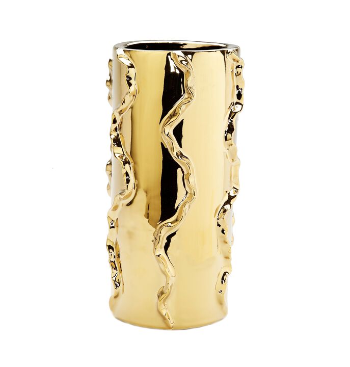 12"H Gold Metallic Vase Swivel Design