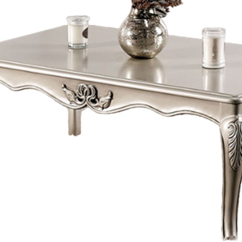 Roche Coffee Table, 53 Inch, Classical Cabriole Legs, Champagne Gold Wood