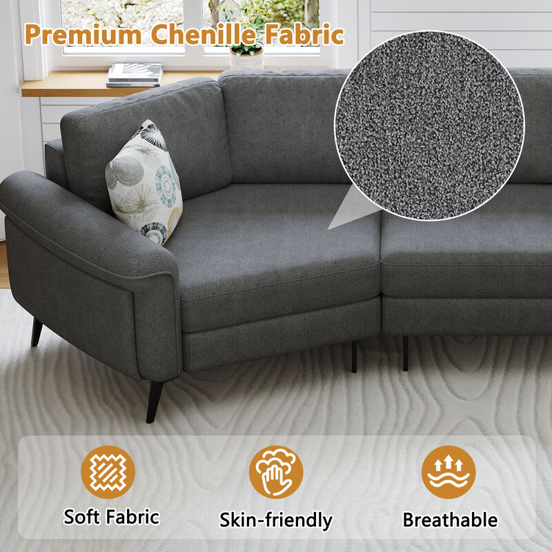 Merax Upholstered 3-seater Sofa Curved Sofa Couch