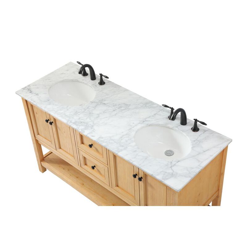 Elegant Kitchen and Bath 60 inch double bathroom vanity in natural wood