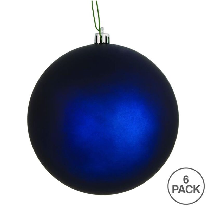 Vickerman 4" Plastic Ball Ornaments in Matte Midnight Blue (Set of 6) image number 2
