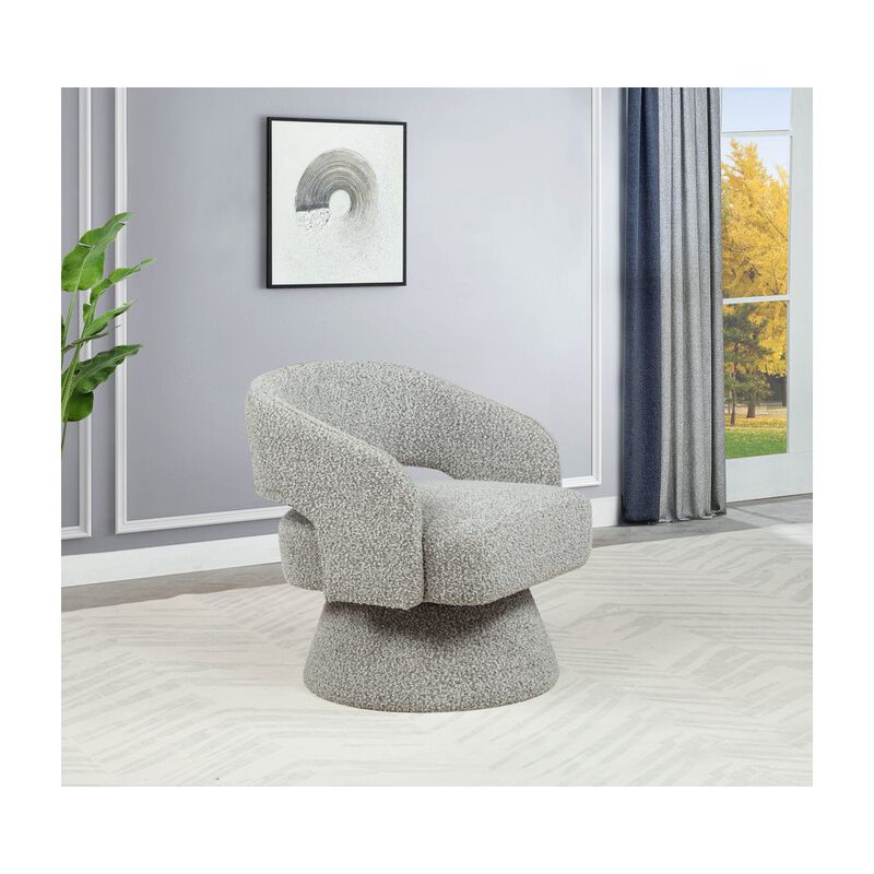 Rich Gray Boucle Swivel Accent Barrel Chair