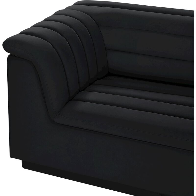 Meridian Furniture Cascade Black Velvet Fabric Modular Sofa