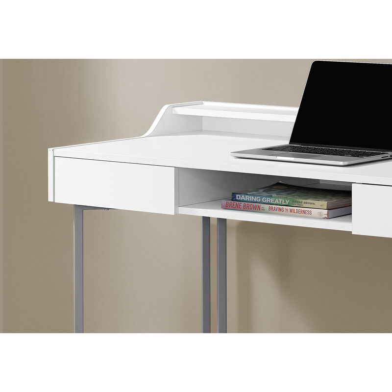 Monarch Specialties I 7361 Computer Desk, Home Office, Laptop, Storage Drawers, 48"L, Work, Metal, Laminate, White, Grey, Contemporary, Modern