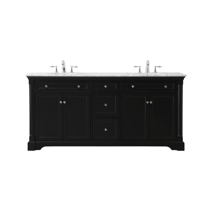 Elegant Kitchen and Bath 72 inch double bathroom vanity set in black