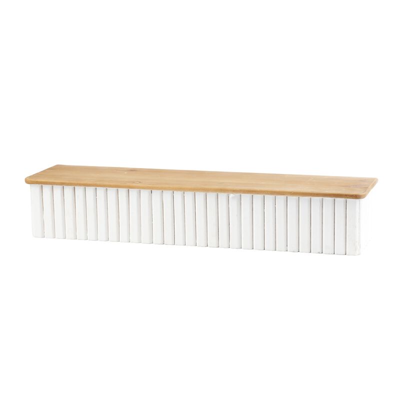 Set of 2 Ribbed Wood Wall Shelves for Display, Storage, or Entryway Decor