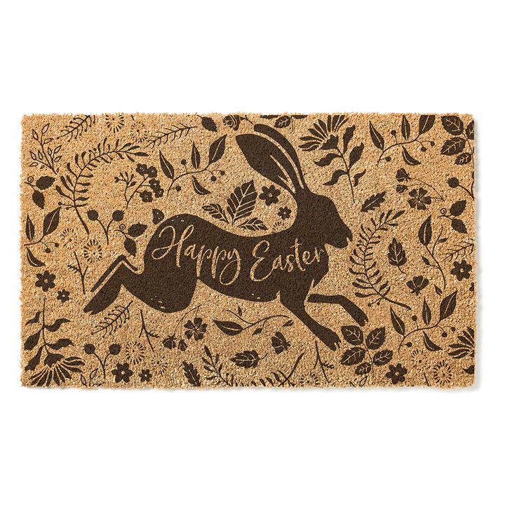 Natural Coir "Happy Easter" Rectangular Outdoor Doormat 18" x 30"