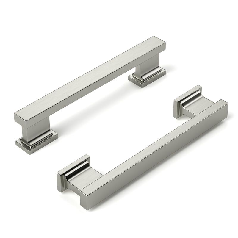Banqin Cabinet Handles Kitchen Drawer Pulls and Knobs, 20Pack Brushed Satin Nickel 3-3/4inch Hole Center, Square Hardware for Ba