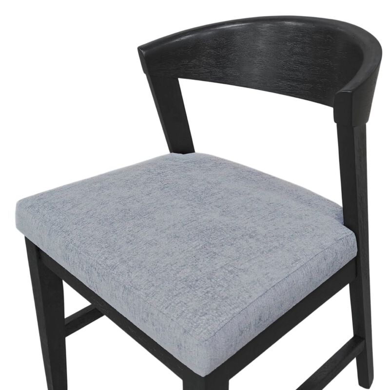 Vecy Side Chair Set of 2, Gray Fabric Seat, Curved Back, Vintage Black image number 6