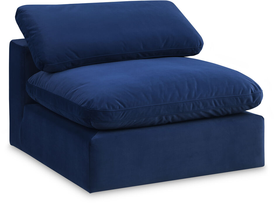 Meridian Furniture Comfy Navy Velvet Modular Armless Chair