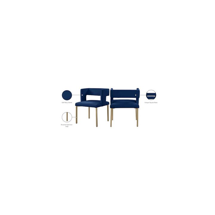 Meridian Furniture Caleb Navy Velvet Dining Chair, Set of 2