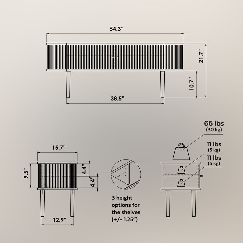 SLIDDO 55 TV Stand with storage.