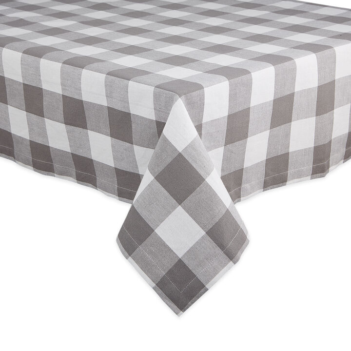 52" Gray and White Checkered Tablecloth