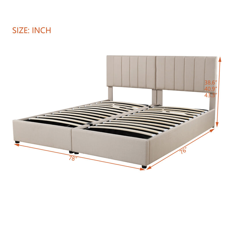 Merax Upholstered Platform Bed with Hydraulic Storage System