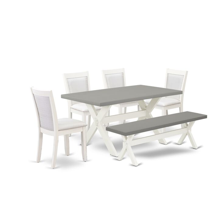East West Furniture X096MZ001-6 6Pc Dining Set - Rectangular Table , 4 Parson Chairs and a Bench - Multi-Color Color
