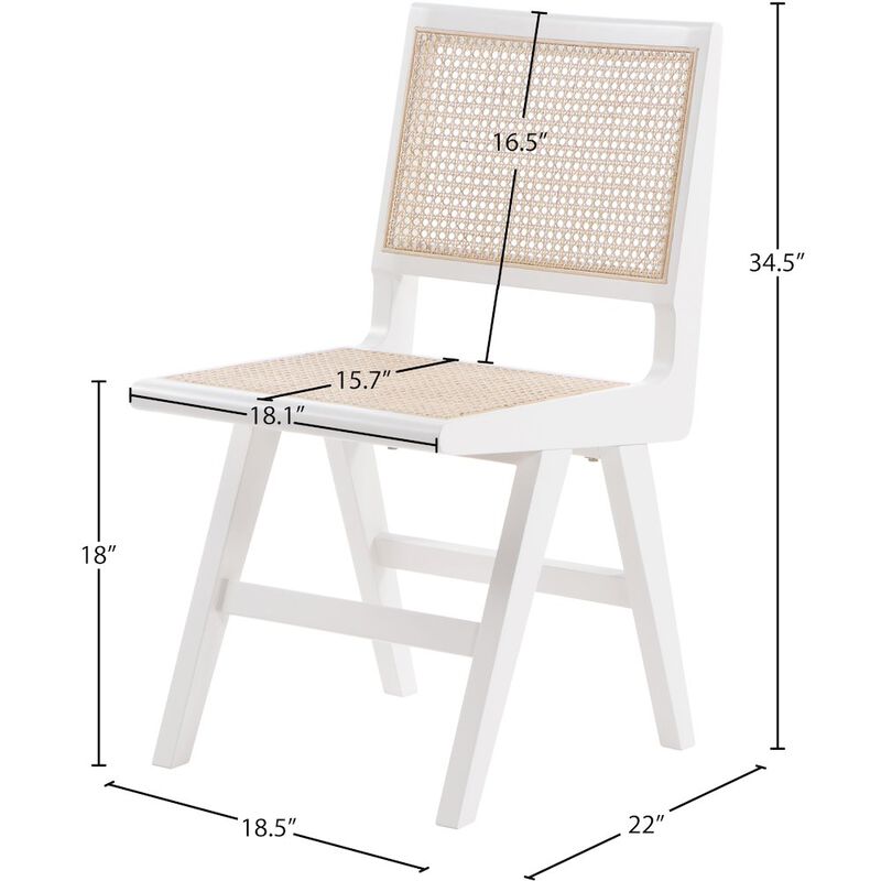 Meridian Furniture Preston White Wood Dining Side Chair, Set of 2