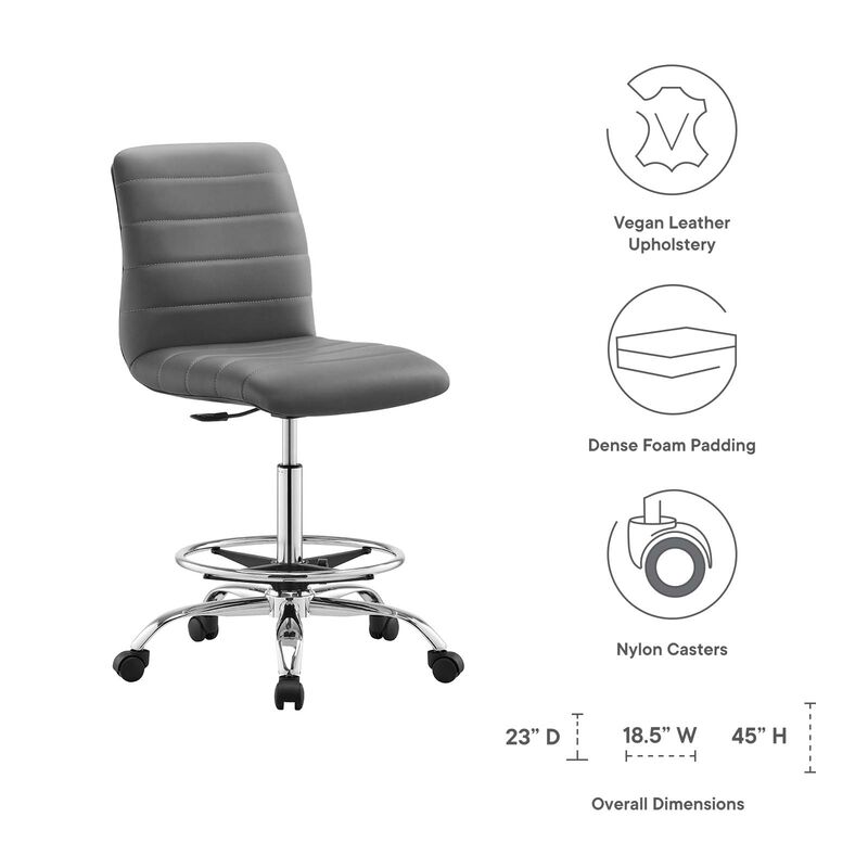 Modway Furniture - Ripple Armless Vegan Leather Drafting Chair image number 7