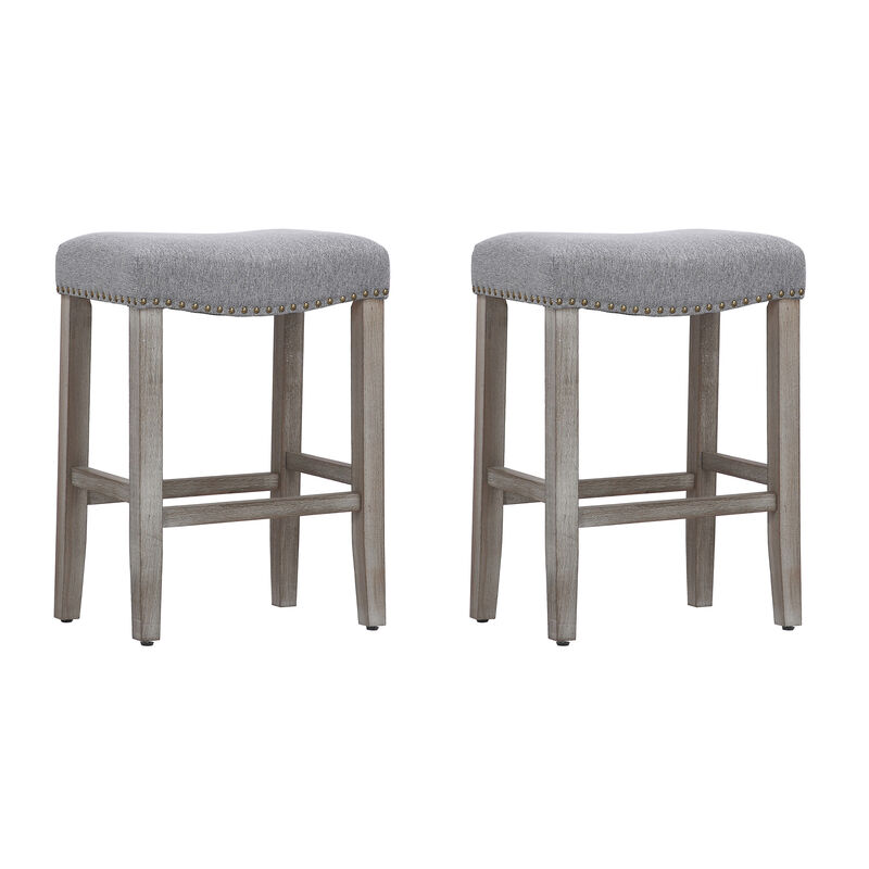WestinTrends 24" Upholstered Saddle Seat Counter Stool (Set of 2)