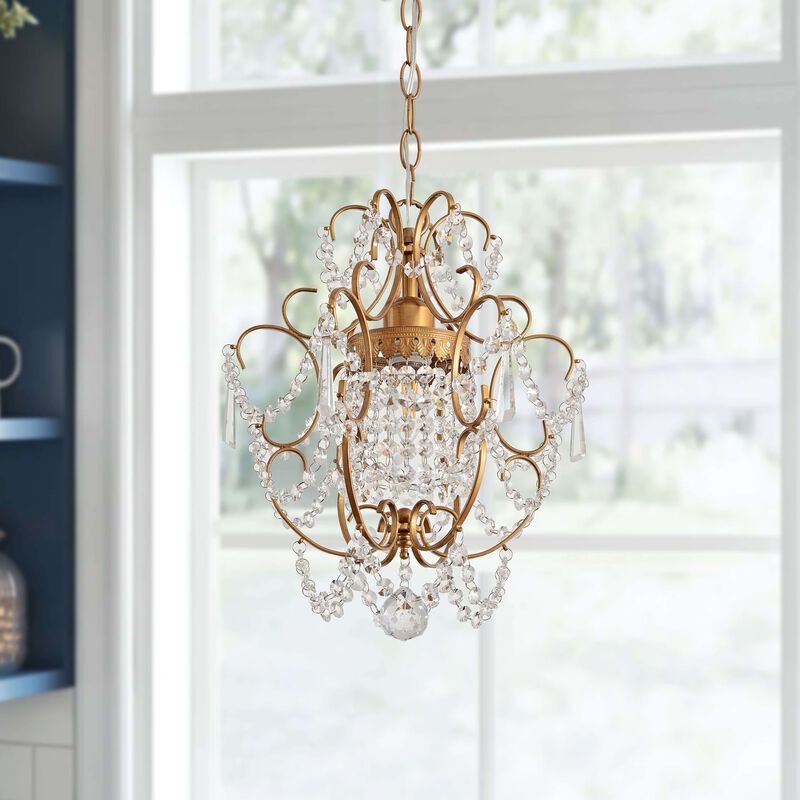 Dalia Glam 1 Light Brushed Brass Mini Crystal Chandelier image number 7