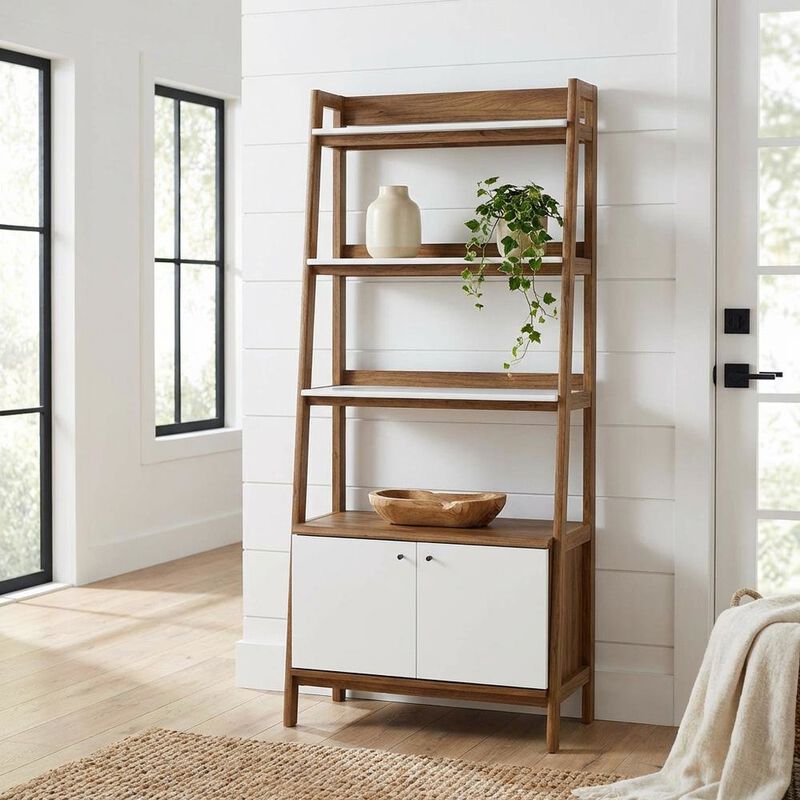 Wooden Bookshelf in Natural Finish with Open Storage Design image number 4