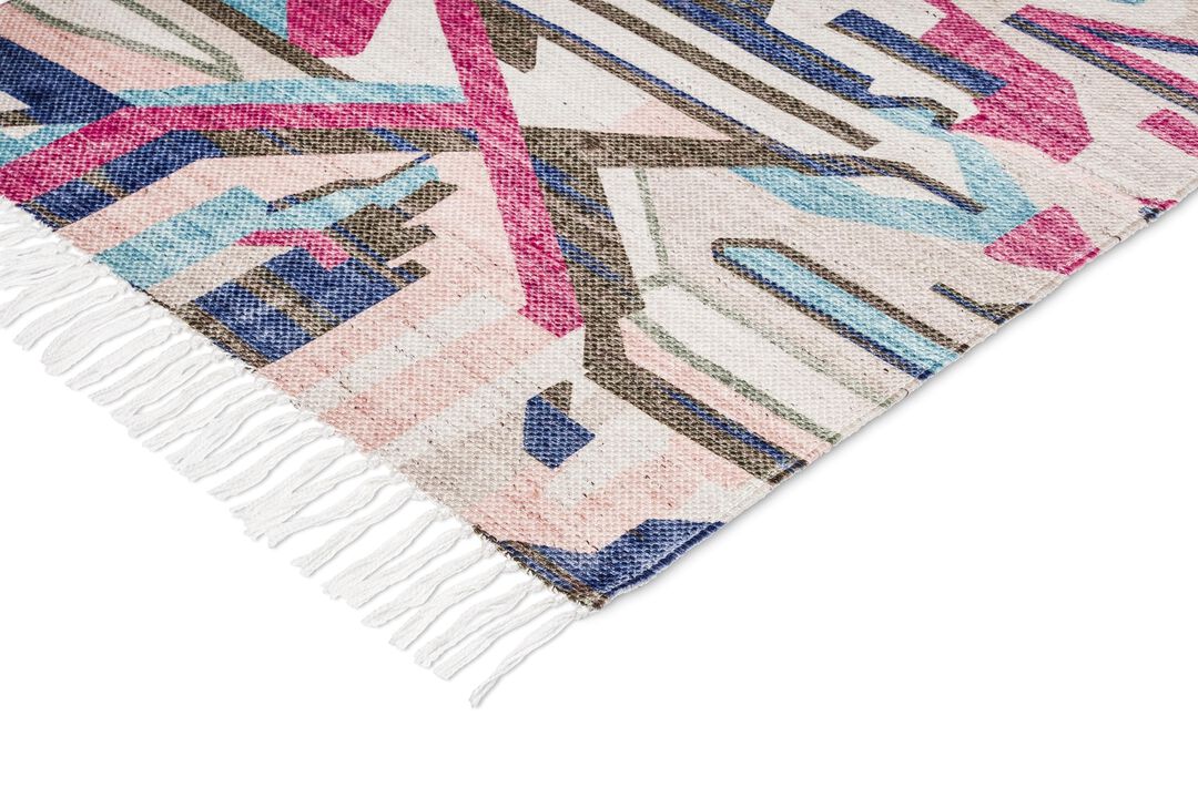 Lexi Blue and Pink Abstract Tribal PET Runner Rug ***NO RETURNS***