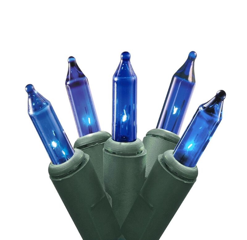 4' x 6' Blue Mini Net Style Christmas Lights  Green Wire image number 0