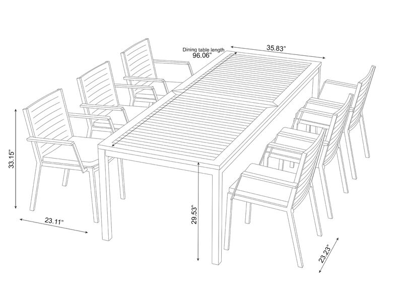 Monterey 7 Piece Patio Dining Set with 96 in. Table