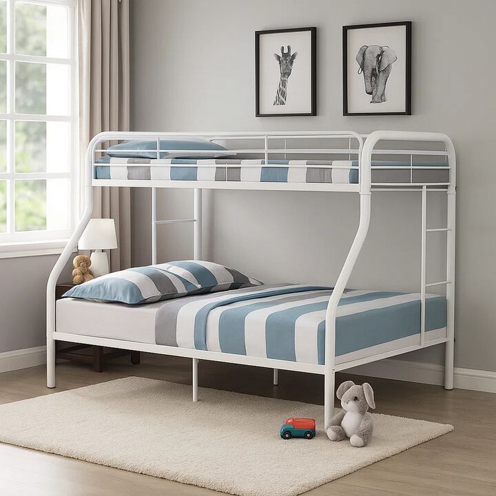 Fegy Bunk Bed with Ladder and Rails, Metal Frame