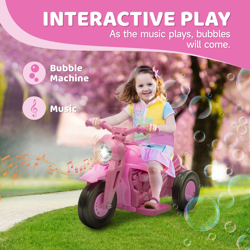 BreeBe Ride On Motorcycle, 6V Ride on Bubble Car, 3 Wheeled Electric Motorcycle for Kids w/ LED Headlight, Music image number 3