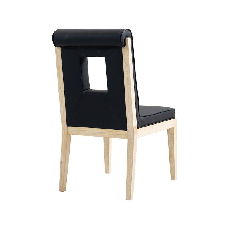 Meridian Furniture Gwendolyn Black Vegan Leather Dining Side Chair, Set of 2