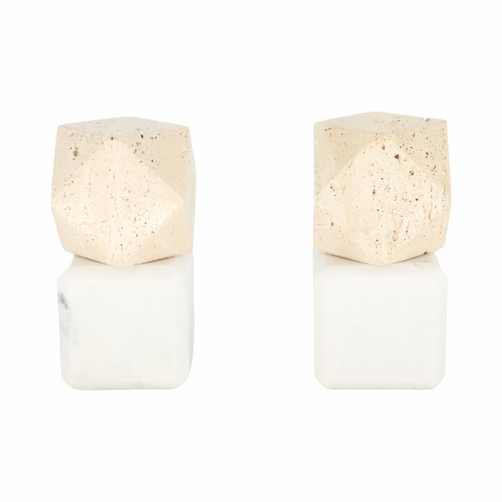 S/2 6" Marble Bookends