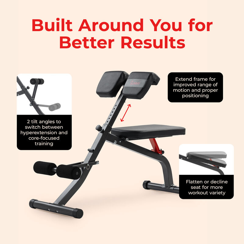 Sunny Health & Fitness Adjustable Roman Chair & Hyperextension Bench for Back, Core & Glute Training image number 3