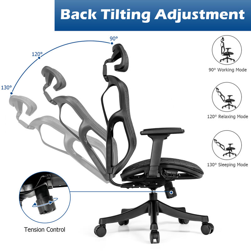 Costway Ergonomic High Back Mesh Office Chair Adjustable Swivel Computer Chair image number 6