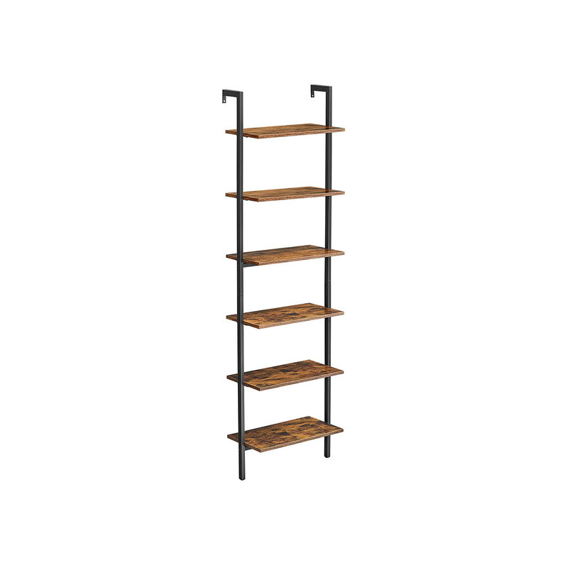 Hivvago Industrial Brown 6-tier Wall-mounted Ladder Shelf