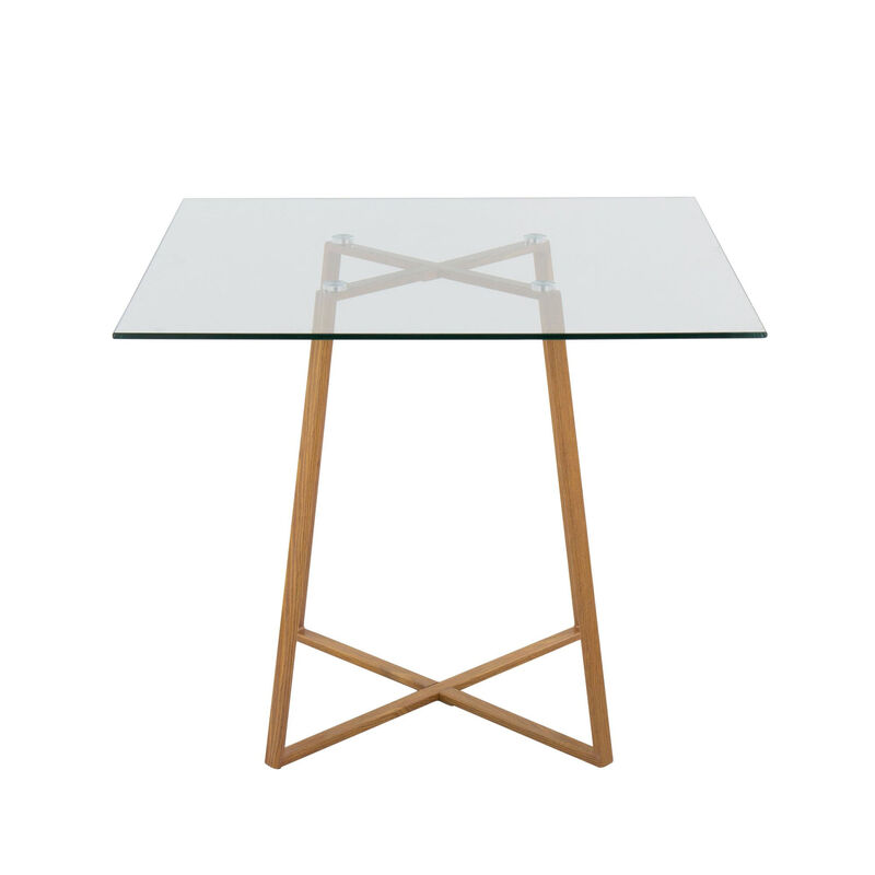 Lumisource Home Indoor Cosmo Contemporary Square Dining Table with Metal Legs and Clear Glass Top
