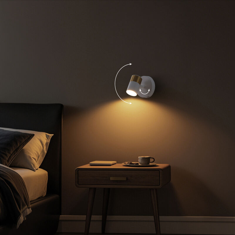 Paola 6" 1-Light Modern Adjustable Head Integrated Dimmable LED Rechargeable Wall Spotlight with Touch Sensor