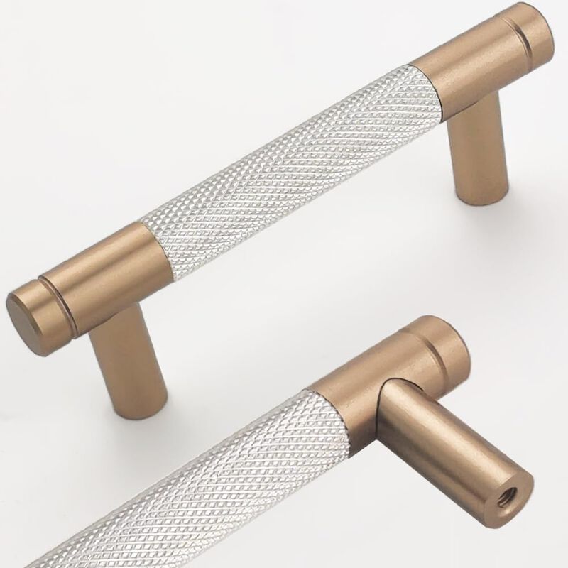 Westablize 24 Pack 3 Inch 76 mm Bar Cabinet Pulls Bronze and Nickel Knurled Handles for Bronze and Nickel Drawer Pulls Cupboard