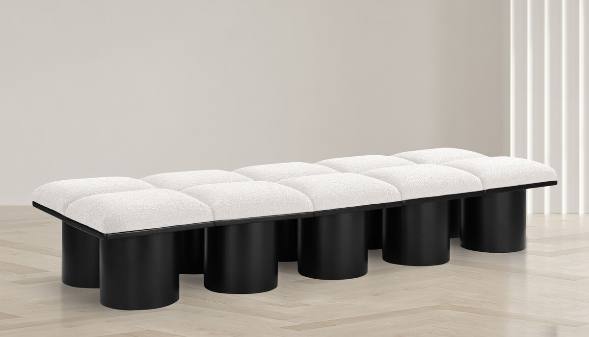 Meridian Furniture Pavilion Cream Boucle Fabric Bench