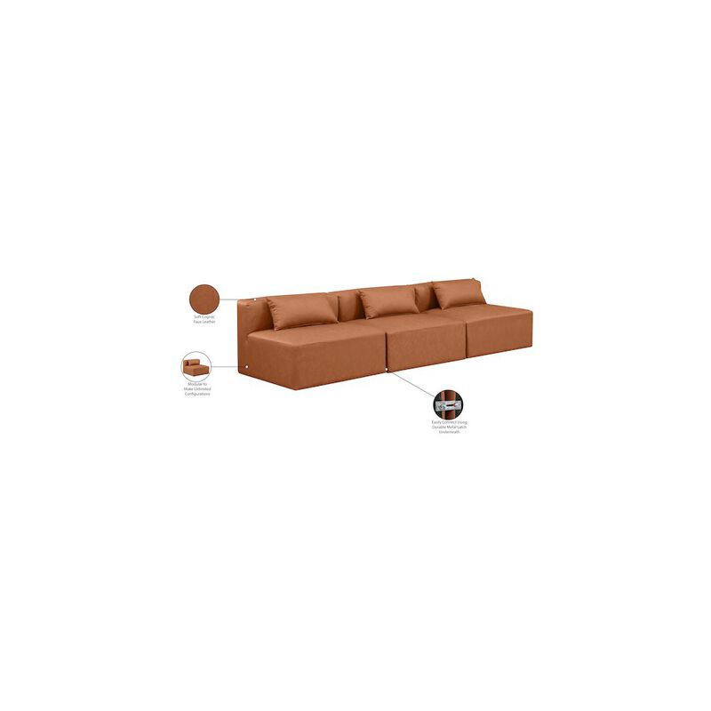Meridian Furniture Cube Cognac Vegan Leather Modular Sofa