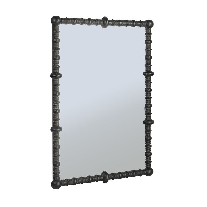Chic Wood Beaded Dowel Frame Mirror, Black