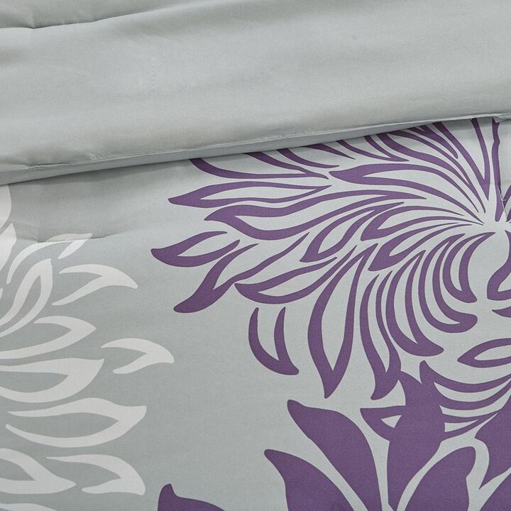 Belen Kox Purple Printed Floral Comforter Set with Cotton Sheets, Belen Kox