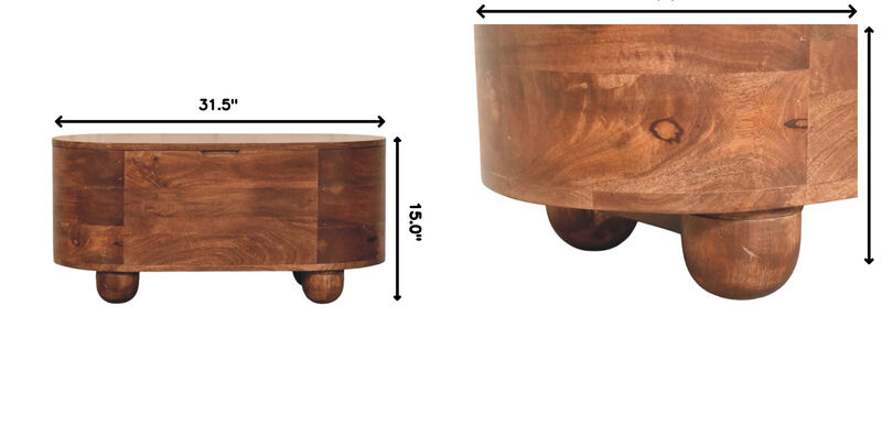 Artisan Furniture Solid Wood Curva Storage Trunk,Oak with Storage image number 8