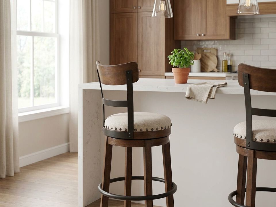 Valebeck Tall Upholstered Swivel Barstool
