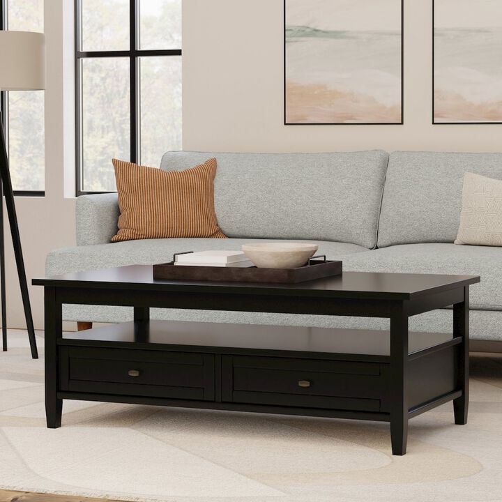 Simpli Home Warm Shaker Solid Wood Coffee Table In Black