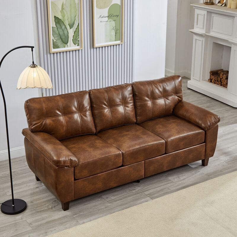 Buldef Breathable Faux-Leather Sofa image number 2