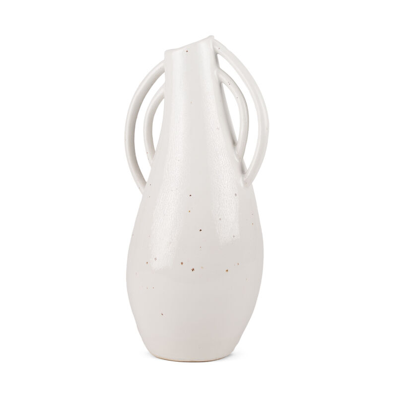 HomeRoots 14" Off White Speckle Ceramic Amphora Table Vase image number 0