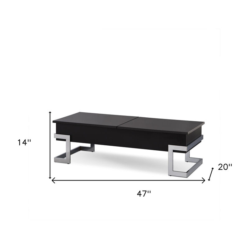 Modern Iron Lift Top Coffee Table with Convenient Storage Shelf